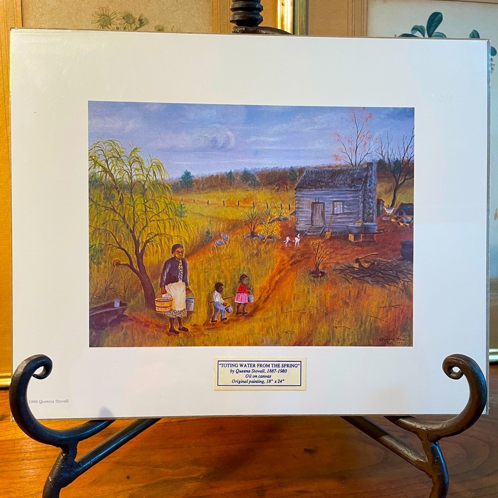 Queena Stovall Print “Toting water from the spring” 8x10 Vintage 1986